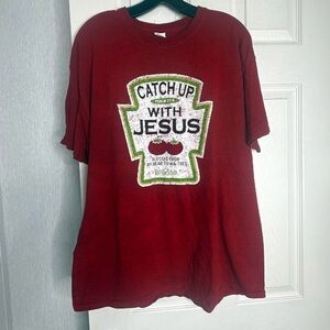 Kerusso Faith Lord God Catch Up Jesus T Shirt Psalm 37:4 Red Vintage Y2K‎ XL